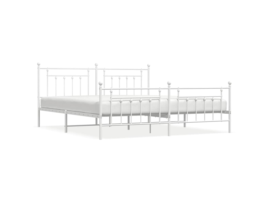 Estrutura de Cama com Cabeceira e Pés Metal Branco MAISON EXCLUSIVE 193x203 cm