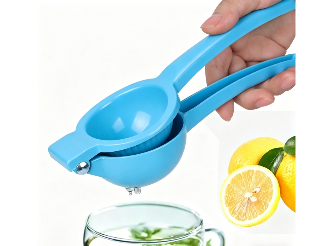 Espremedor De Limão Manual Azul - Aço Revestido, Para Extrair Suco De Limão E Frutas, Fácil De Limpar