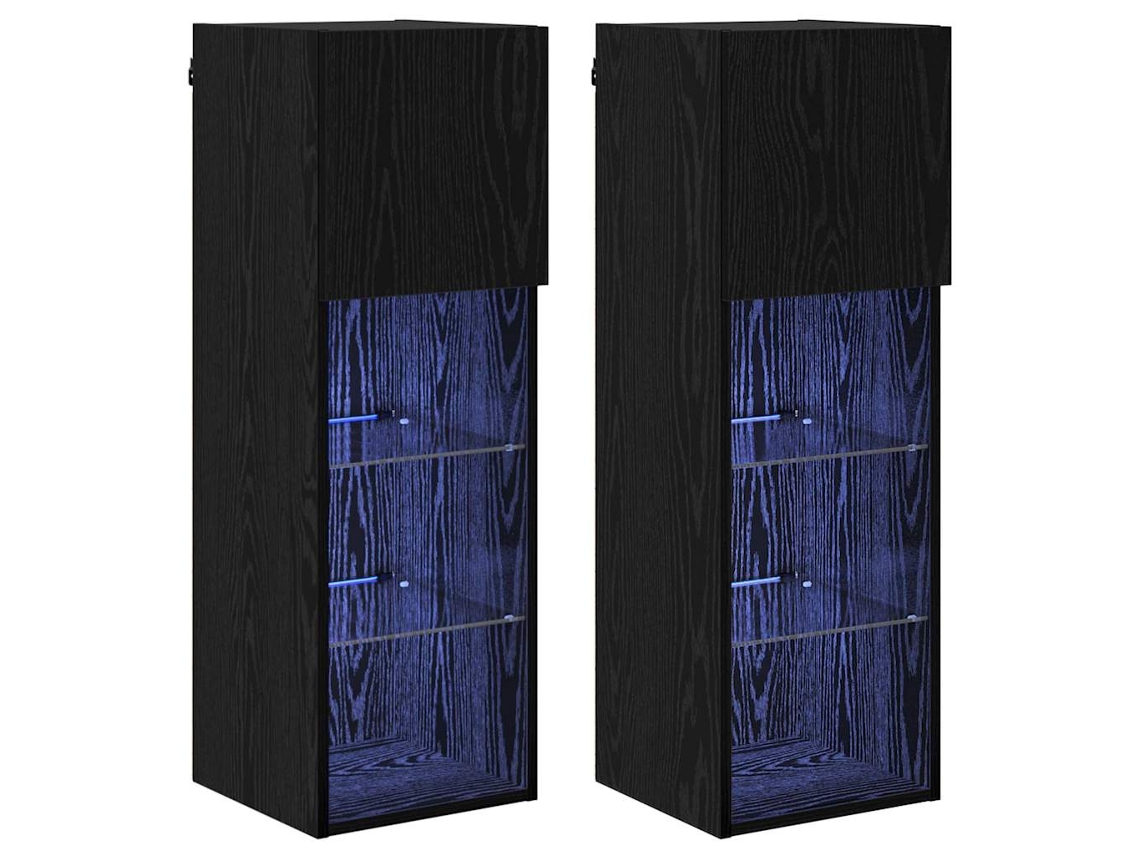 Conjunto de Armários de Tv Montados na Parede em Carvalho Preto MAISON EXCLUSIVE 2 pcs