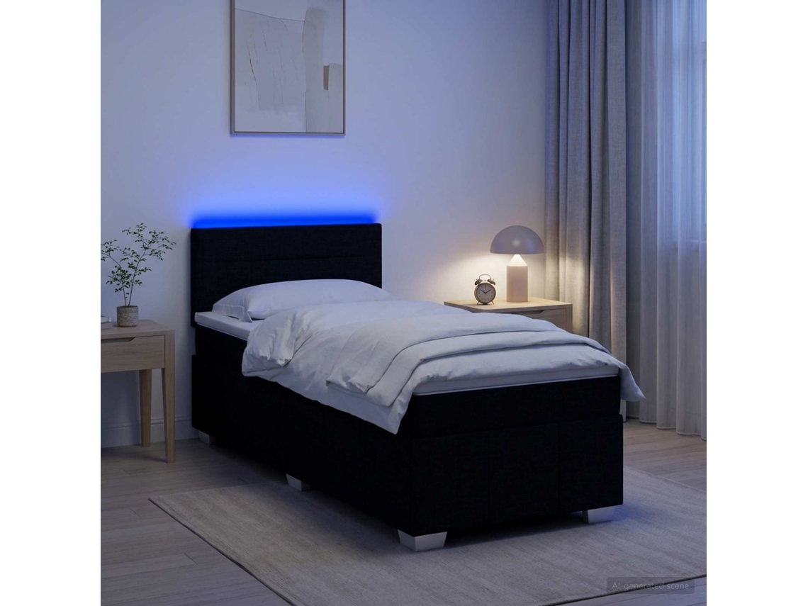Vidaxl Cama Box Spring Com Colchão Preto 100 X 200 Cm Tecido