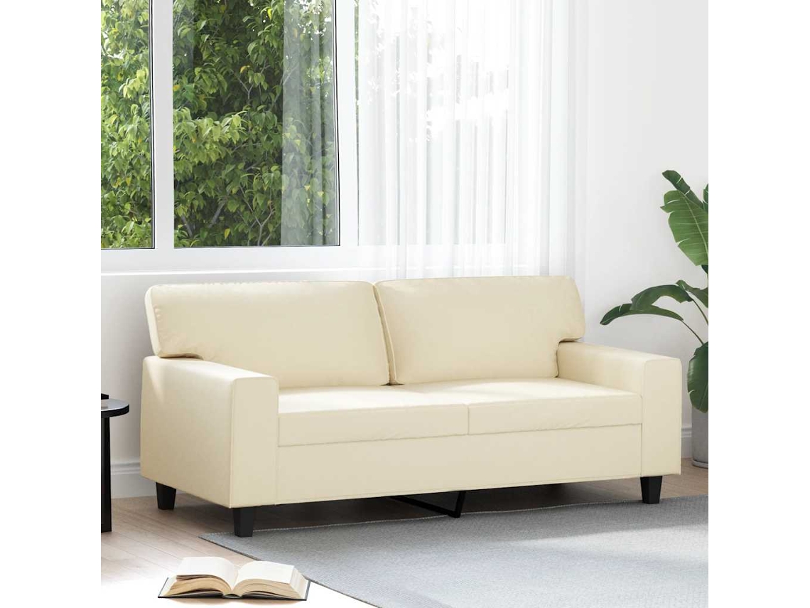 Vidaxl Sofá De 2 Lugares 140 Cm Couro Artificial Cor Creme