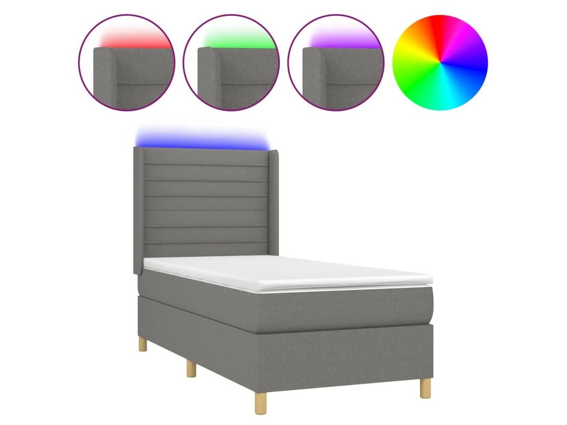 Box Spring Bed, Box Spring Beds Vidaxl Cinzeto Tecido (90 X 200 Cm)