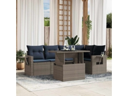 Vidaxl Conjunto De Sofá De Jardim Com 6 Peças E Almofadas Em Rattan Sintético Cinza