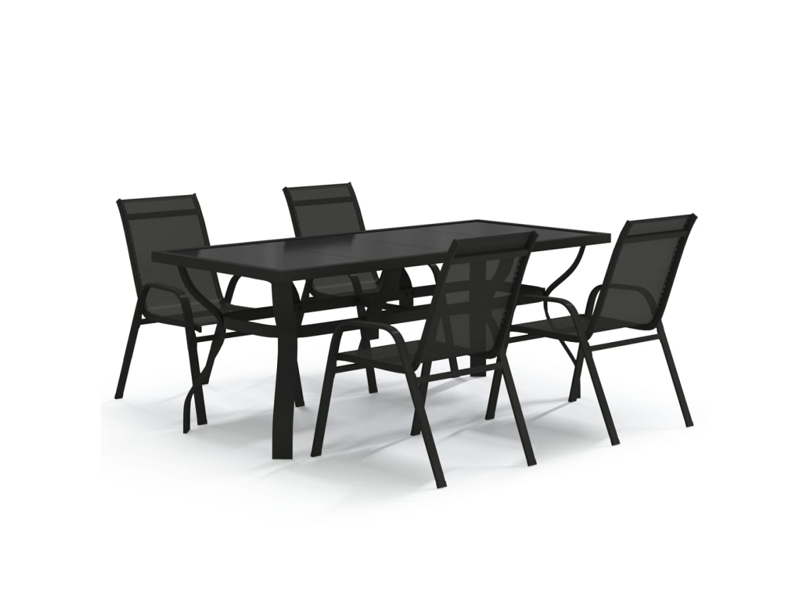 Garden Dining Set, Garden Dining Sets Vidaxl Preto Aço (mesa Com 180 Cm De Comprimento)