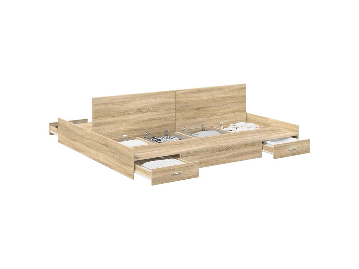 Estrado de Cama com Arrumação Carvalho Sonoma 180x200 cm MAISON EXCLUSIVE