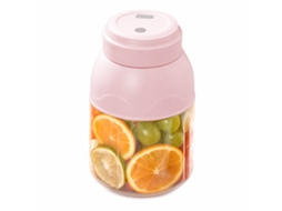 Liquidificadora Portátil Elétrica Usb 800 Ml Rosa Com 2 Tampas E Palhinha, Copo Para Sumos