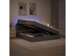 Vidaxl Cama De Armazenamento Led Com Colchão Cinzento-escuro