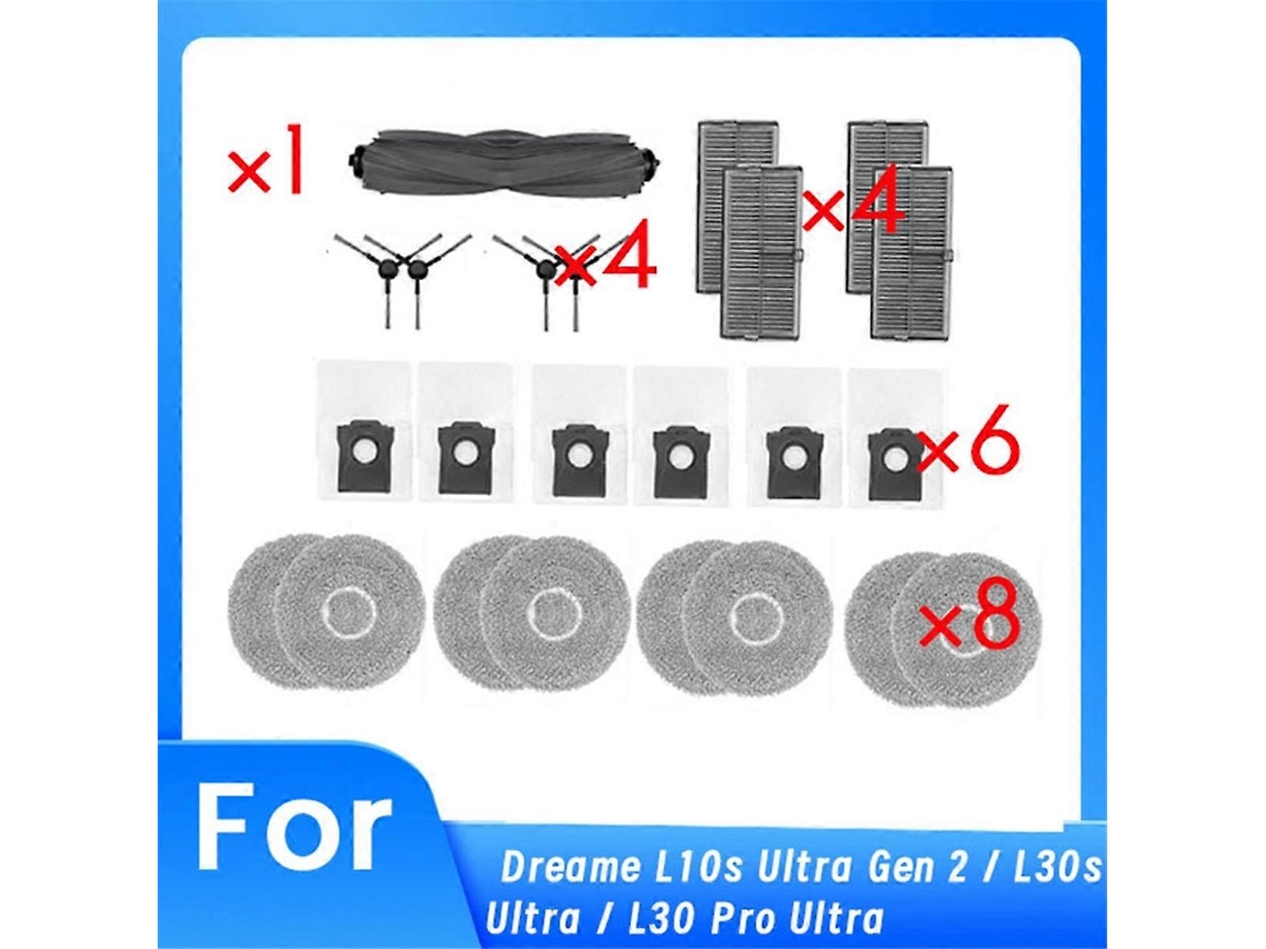 Para Aspirador De Pó Robô Dreame L10s Ultra Gen 2 / L30s Ultra / L30 Pro Ultra, Escova Lateral Em Rolo, Filtro Hepa Brilvibera