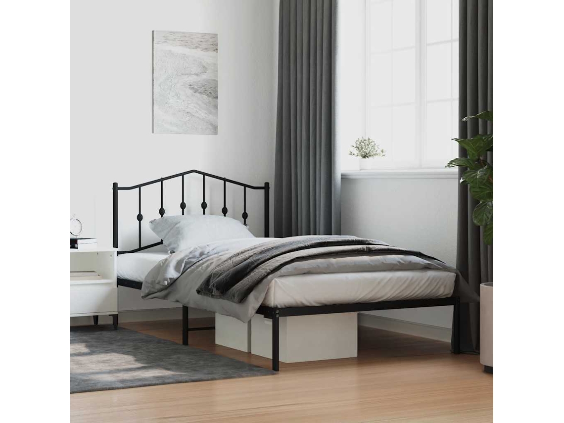 Vidaxl Estrutura De Cama Com Cabeceira 107x203 Cm Metal Preto