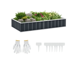 Caixa de Plantio de Aço, com Luvas, Retangular, 174x90x30cm Cinza S/MARCA