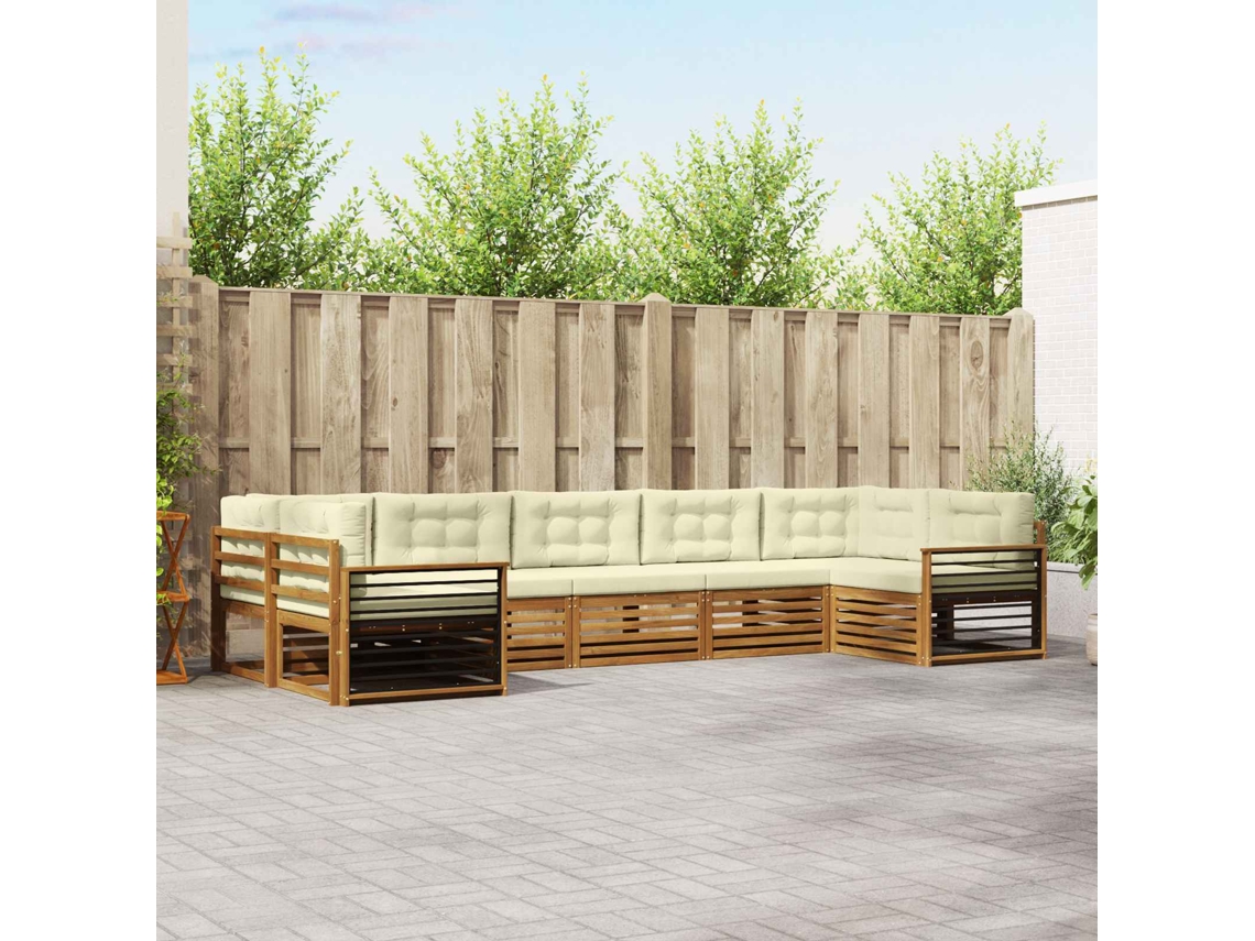 Vidaxl Conjunto De Sofás Para Exterior 7 Unid. Natural E Creme