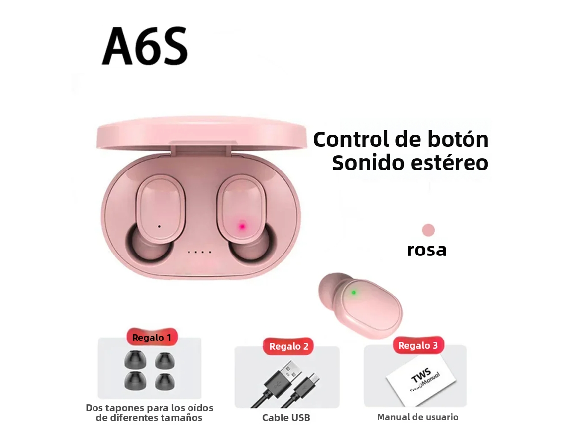 FONES DE OUVIDO SEM FIO BLUETOOTH 5.0 MDUG com cancelamento de ruído, estéreo esportivo e controles de toque (rosa)