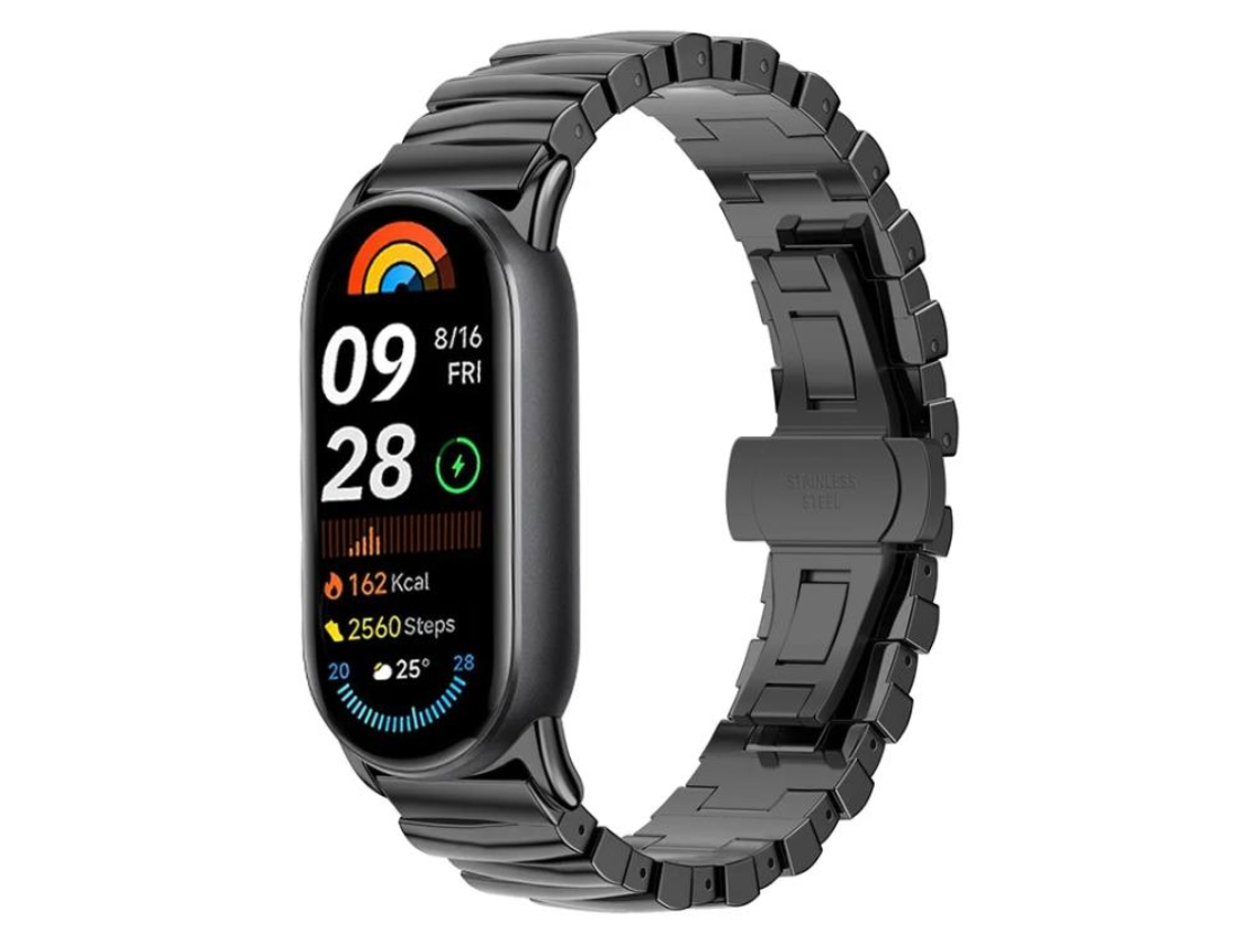 Bracelete para Xiaomi Smart Band 10/9/8 Metal Irregular Preta XIAOMOYU