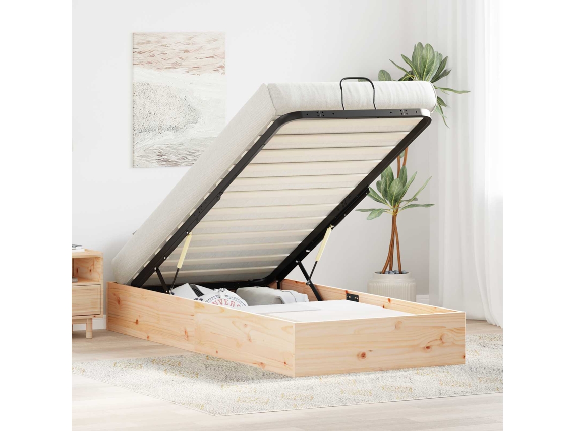 Vidaxl Estrutura de Cama Ottoman com Armazenamento Natural 90 X 190 Cm