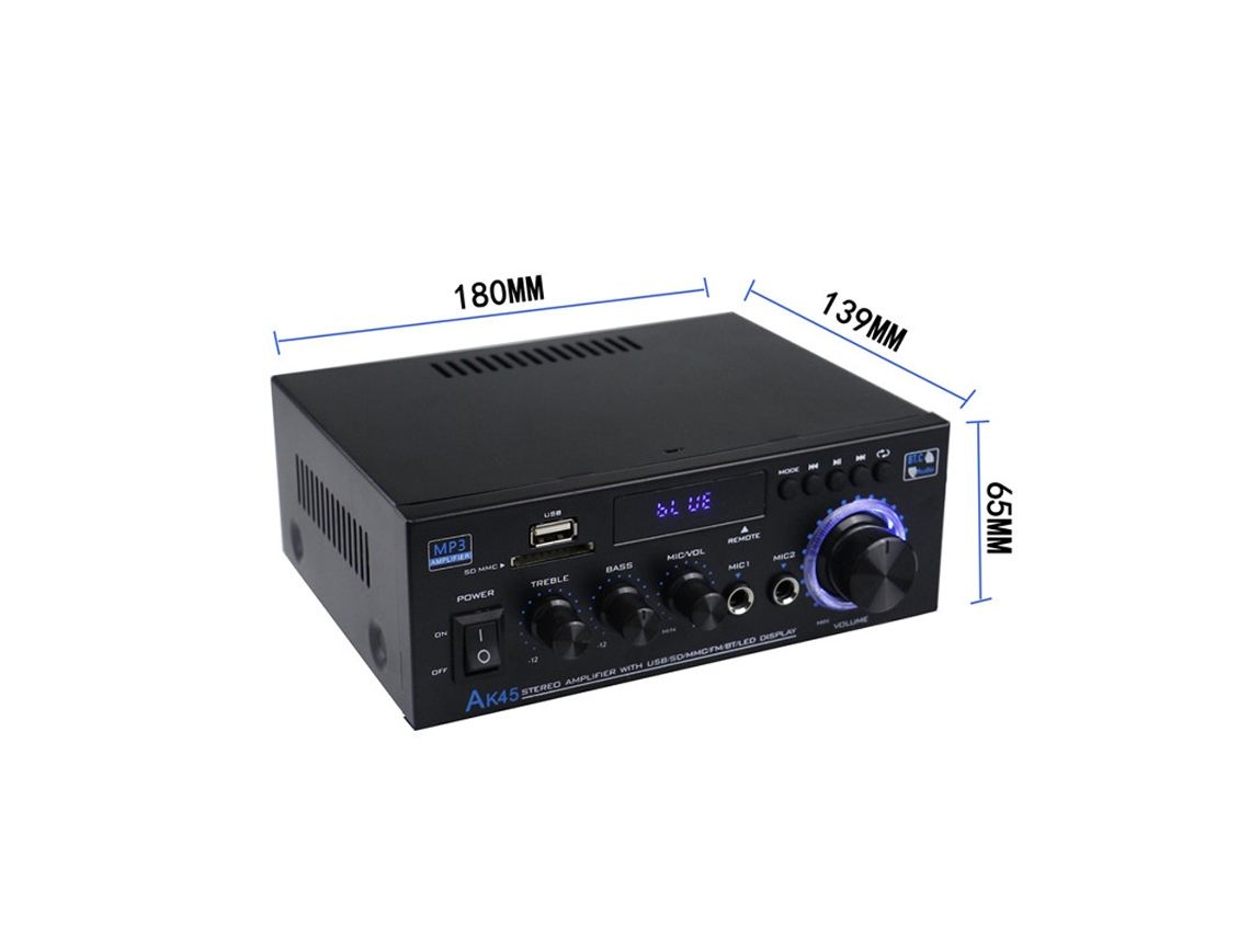 Amplificador De Áudio Ak45 12v Compacto Portátil Carro E Casa