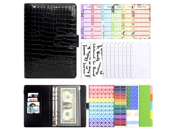 A6 Refillable Pu Leather Croc Embossed Notebook Journal With Zipper Pouch Cash Budget Organizer Includes 12-cash Cards