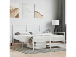 Vidaxl Estrutura De Cama Com Cabeceira E Pés 140x190 Cm Metal Branco