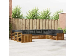 Vidaxl Conjunto De Sofás Para Exterior 9 Unid. Natural E Antracite
