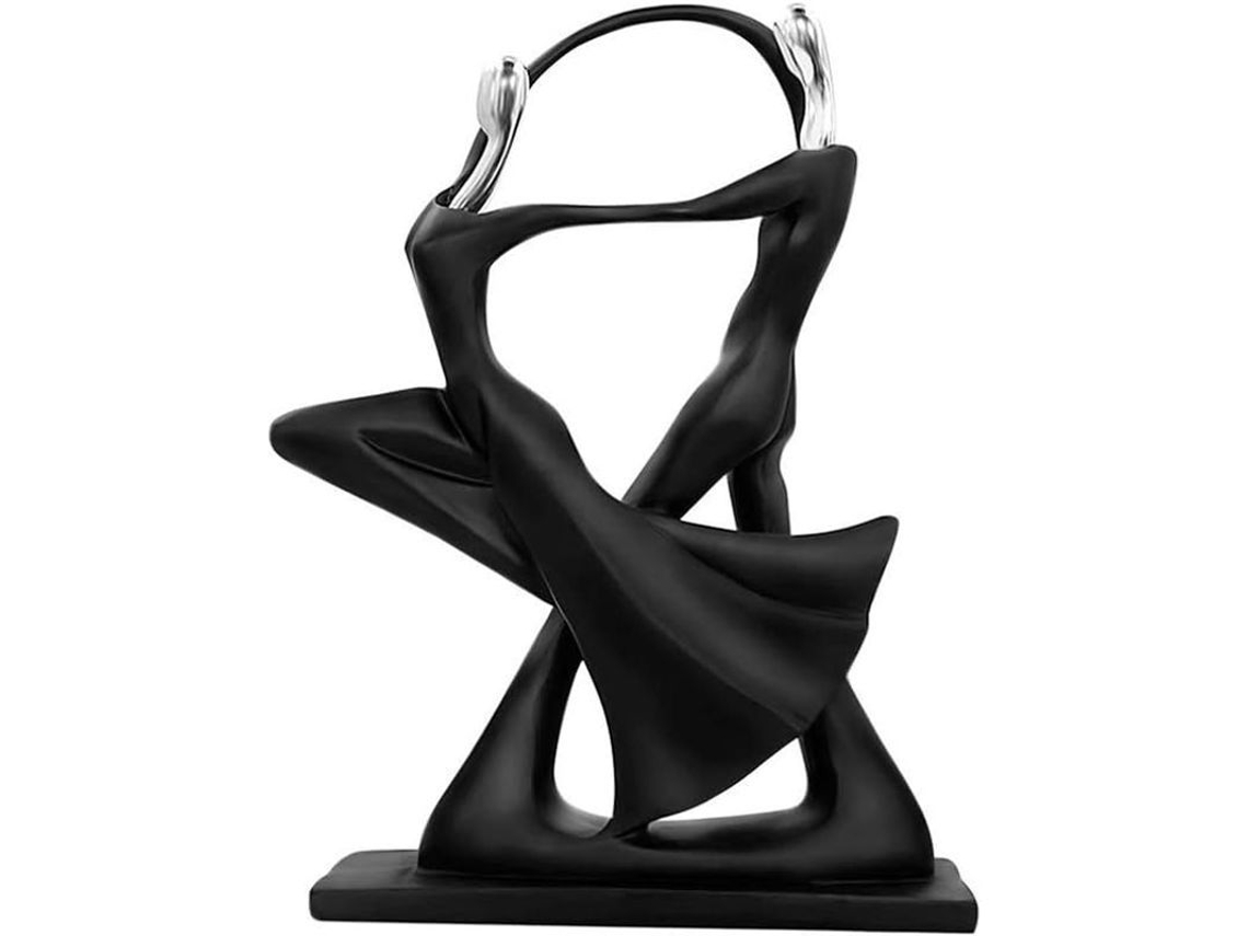Estatua De Pareja Bailando Escultura De Resina Decoración Moderna Abstracta Para Hogar Oficina Regalo Aniversario Cumpleaños Boda Negro