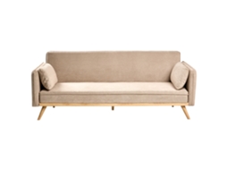 Sofá-cama BELIANI Asaa de Tecido Castanho Claro 205x80x76