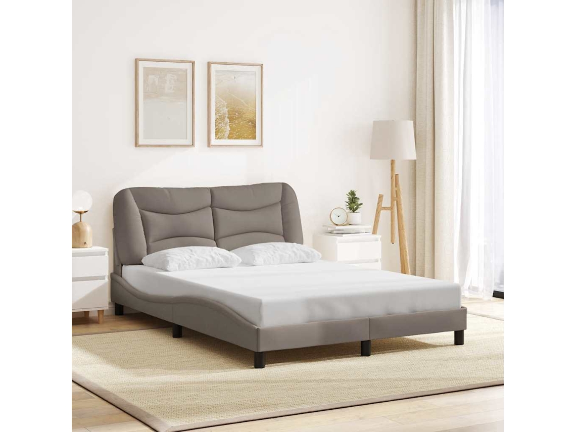 Vidaxl Estrutura De Cama Sem Colchão Hvar 120x200 Cm Tecido Cinza-acastanhado