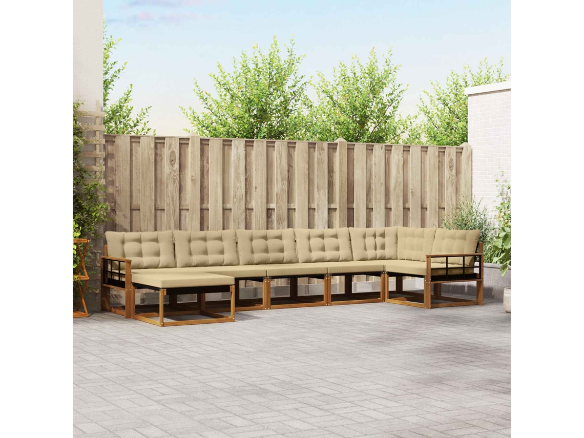 Vidaxl Conjunto De Sofás Para Exterior 7 Unid. Natural E Bege