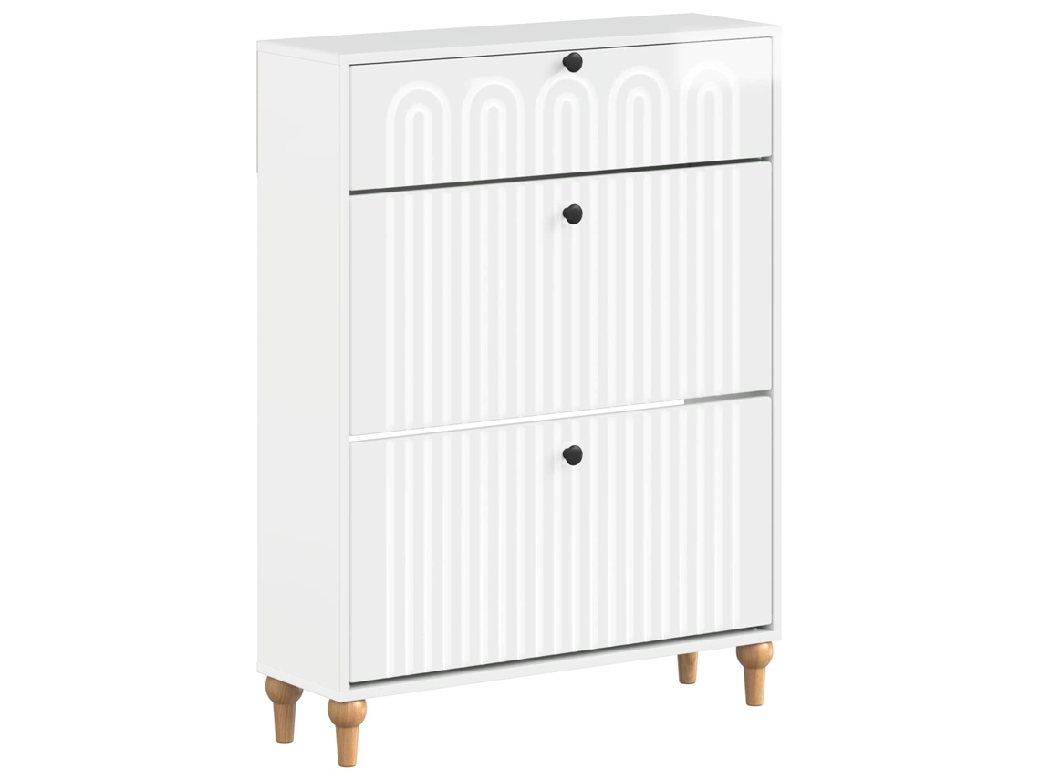 Vidaxl Armário De Sapatos Alkmaar 78 X 24 X 103 Cm Branco Brilhante
