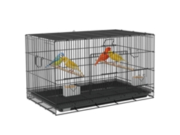 Gaiola Para Pájaros 77x46x45 Cm Gaiola Metálica Para Aves Con Bandeja Extraíble 2 Perchas 2 Comederos 2 Perchas Negro