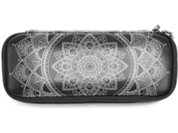 Estojo para lápis com estampa de mandala, henna e flores, grande capacidade, ideal para escola, mesa de trabalho e adultos.