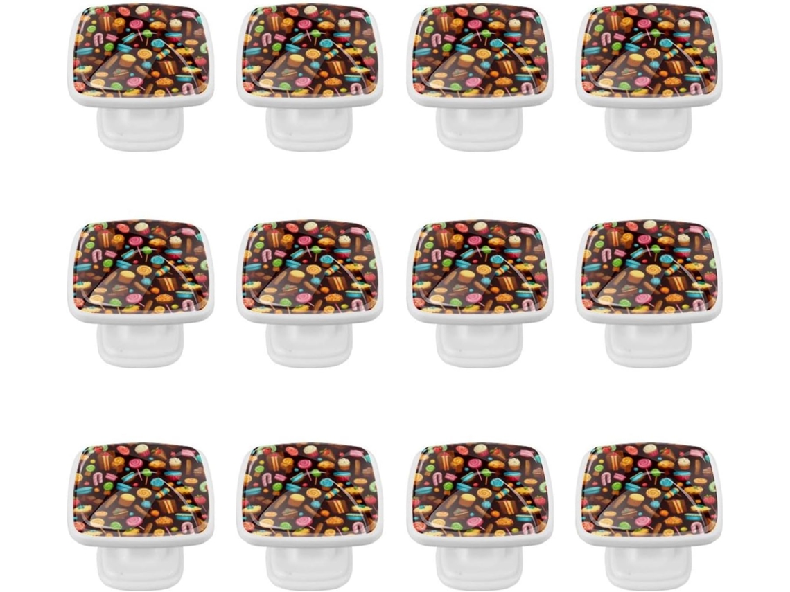Puxadores E Maçanetas Quadradas Para Armários De Cozinha, Conjunto De 12 Peças, Com Estampa De Cupcake Chocolate