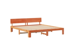 Conjunto 1 Estrutura De Cama Moderna Vidaxl Castanho Madeira De Pinho Maciça (200 X 200 Cm)