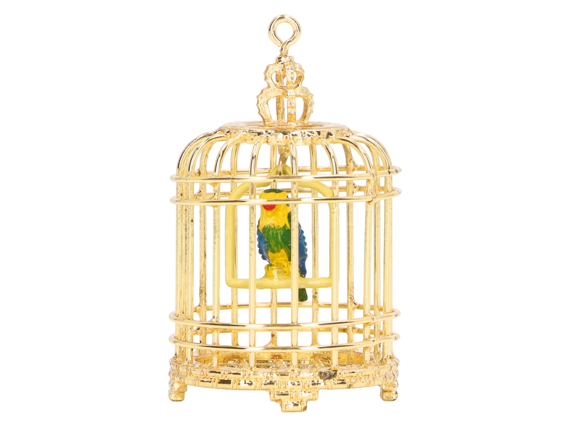 Mali gaiola de Pássaro Miniatura de Metal para Casinha de Bonecas 1/12 1/6 Decoração Prop Gold