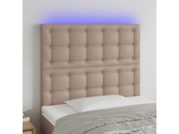 Vidaxl Cabeceira Cama C/ Led Couro Artif. 80x5x118/128 Cm Cappuccino