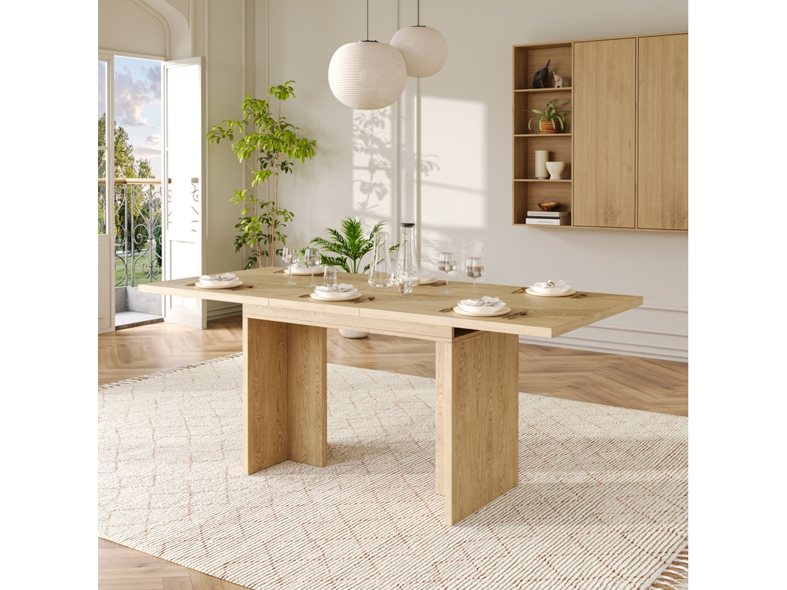 Mesa Jantar Extensível Carvalho 140/180x80cm, 6-8p, Retangular. -pt