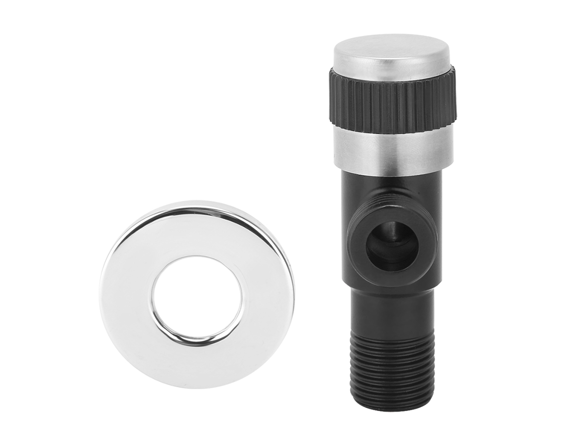 Válvula De Ângulo Triangular Inox Preta G1/2 Para Água Quente E Fria