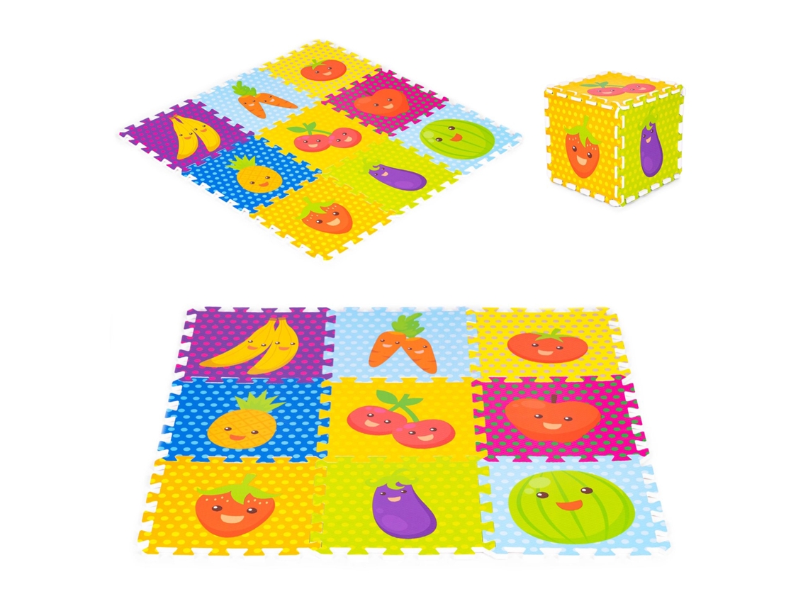 Tapete de Espuma para Crianças Quebra-Cabeça de Frutas 9 Elementos 86X86Cm IPLAY