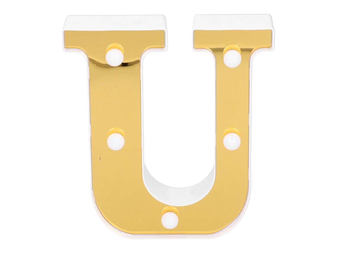 Luminária Led em Formato de U com Letras Douradas CHABERLU