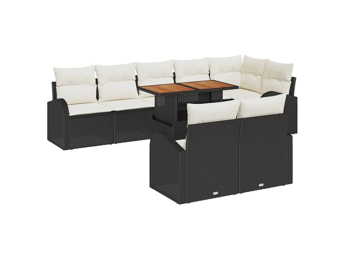 Maison Exclusive - Conjunto De Sofá De Jardim Com Almofada 9 Pcs Preto E Creme