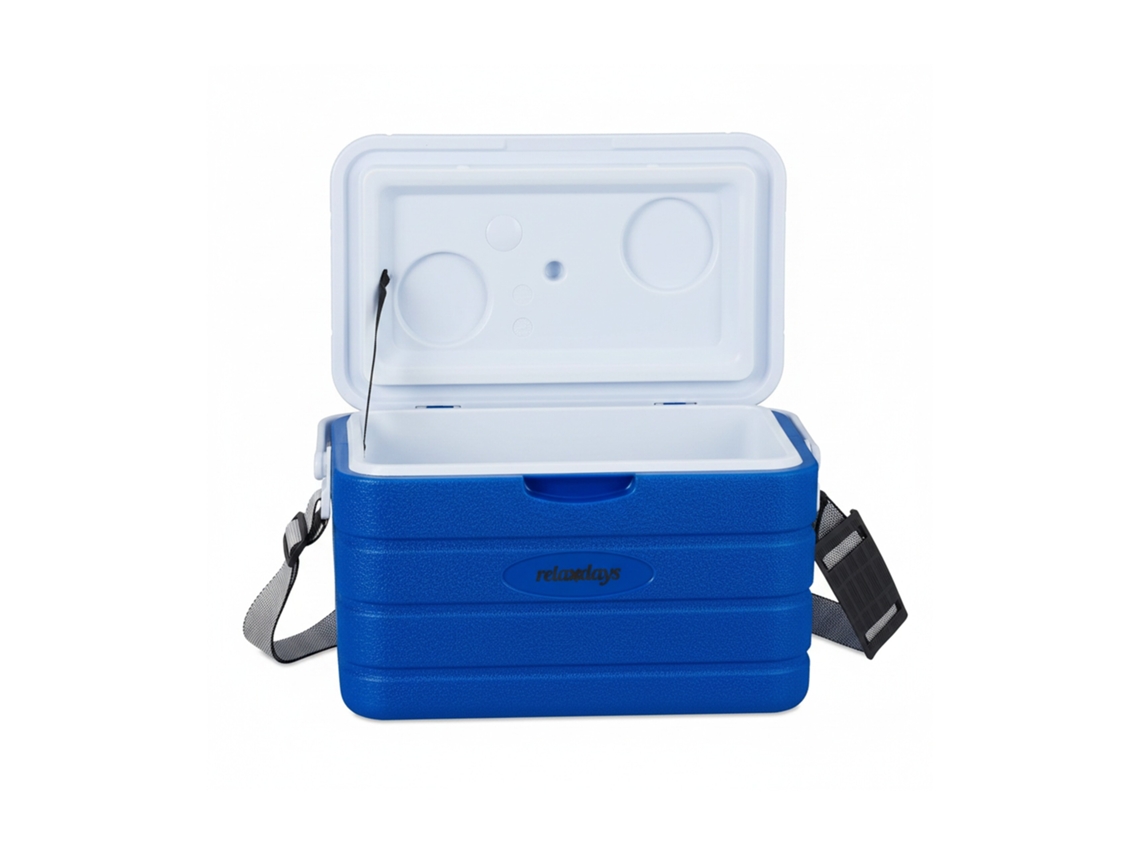 Relaxdays Caixa Térmica 10 L, Caixa Portátil, Alça E Pega, Sem Eletricidade, Caixa Isolada Hbt 22,5 X 37,5 X 23 Cm, Azul