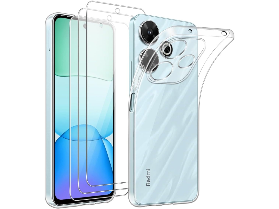 Capa Protetor Amarelado Para Xiaomi Redmi 13 4g/xiaomi Poco M6 4g Hongwe. Pele Sintética Anti-choque Transparente