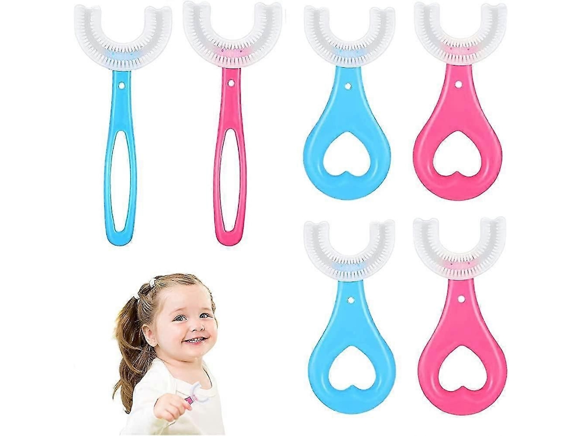 Escova De Dentes Infantil Em Formato De U, Com 6 Peças, Cerdas De Silicone, Ideal Para Bebês.