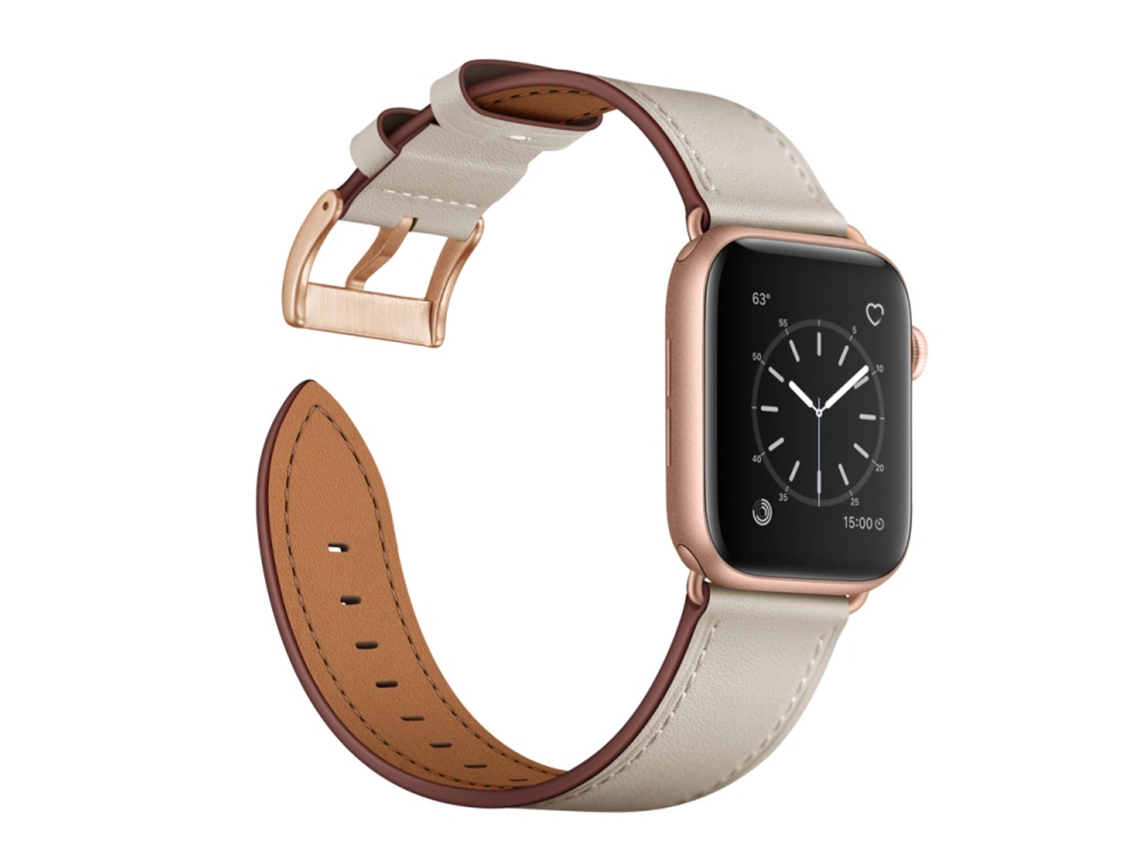 Bracelete para Apple Watch 41Mm / 40Mm / 38 Mm Couro Genuíno Bege AVIZAR