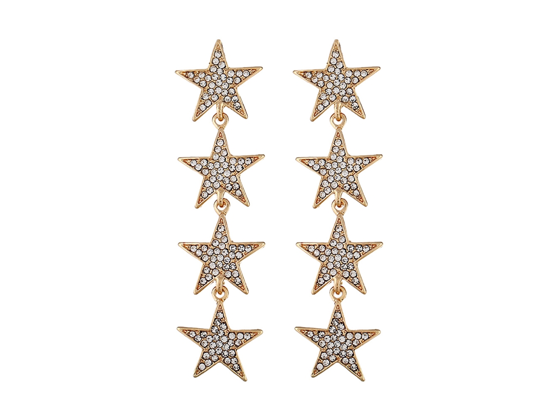Brincos De Orelha Com Strass Estrela Decoração