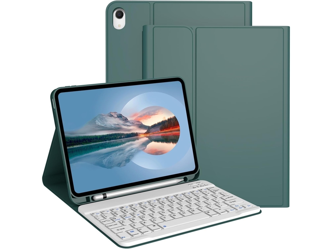 Lurelia Capa Com Teclado Para Tablet Ipad 10.2/air 3/pro 10.5, Verde Escuro, Couro