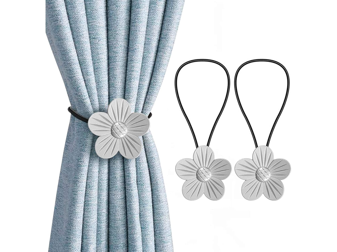 Conjunto De 2 Prendedores Magnéticos Para Cortinas, Práticos E Elegantes, Com Um Requintado Formato Flor. Não Precisam Furos Na Pa Aquaforge