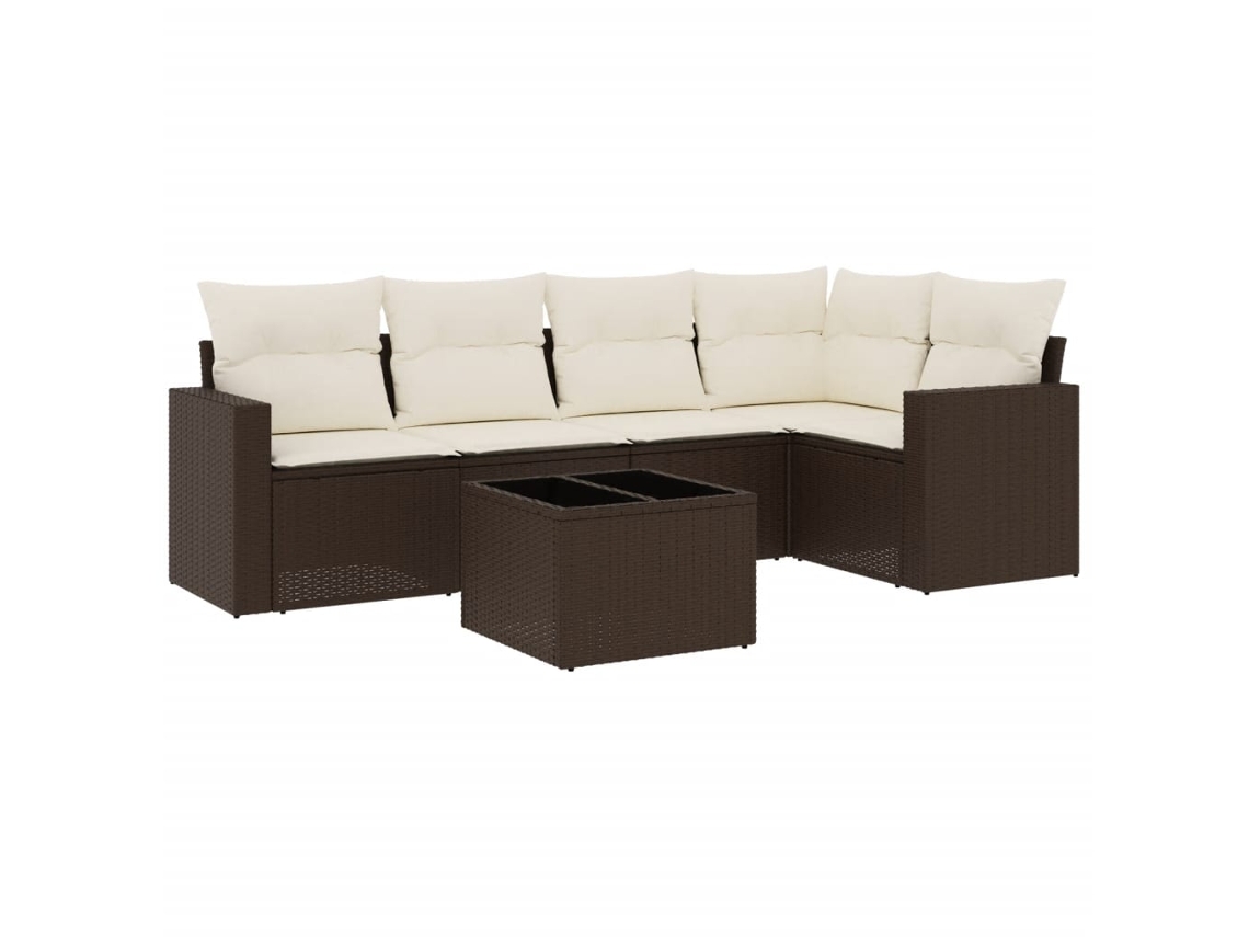 Maison Exclusive - 6 Pcs Conjunto De Sofás Jardim C/ Almofadões Vime Pe Castanho