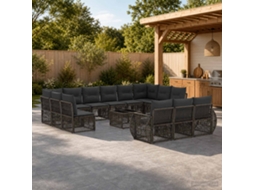 Vidaxl Conjunto De Sofá De Jardim 14 Unid. Cinza E Cinza Escuro