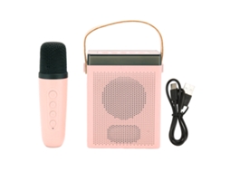 Aetheria máquina de Karaokê com Alto falante Bluetooth Rgb Recarregável e 1 Microfone Sem Fio Rosa