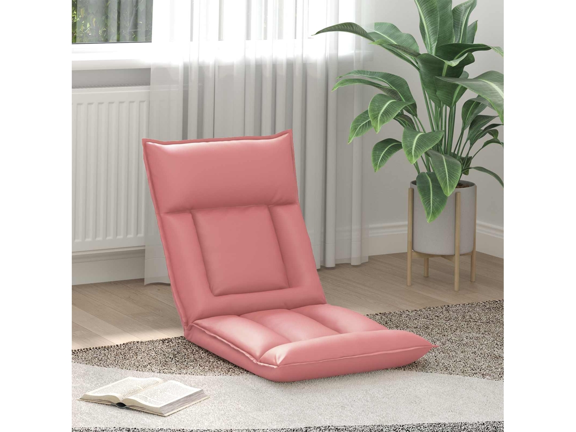 Vidaxl Cadeira De Chão Ajustável Rosa Couro Sintético