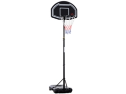 Cesta de Basquete Externa Altura Ajustável 160 210 Cm com Rodas e Base Preenchível 76x48x254 Cm Preto Ge